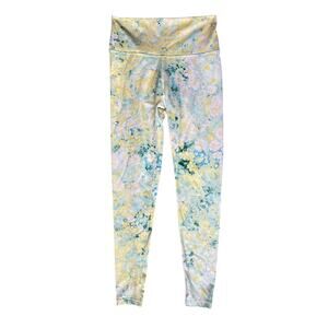 Manduka Floral Watercolor Yoga Leggings Pastel Athleisure Size Large